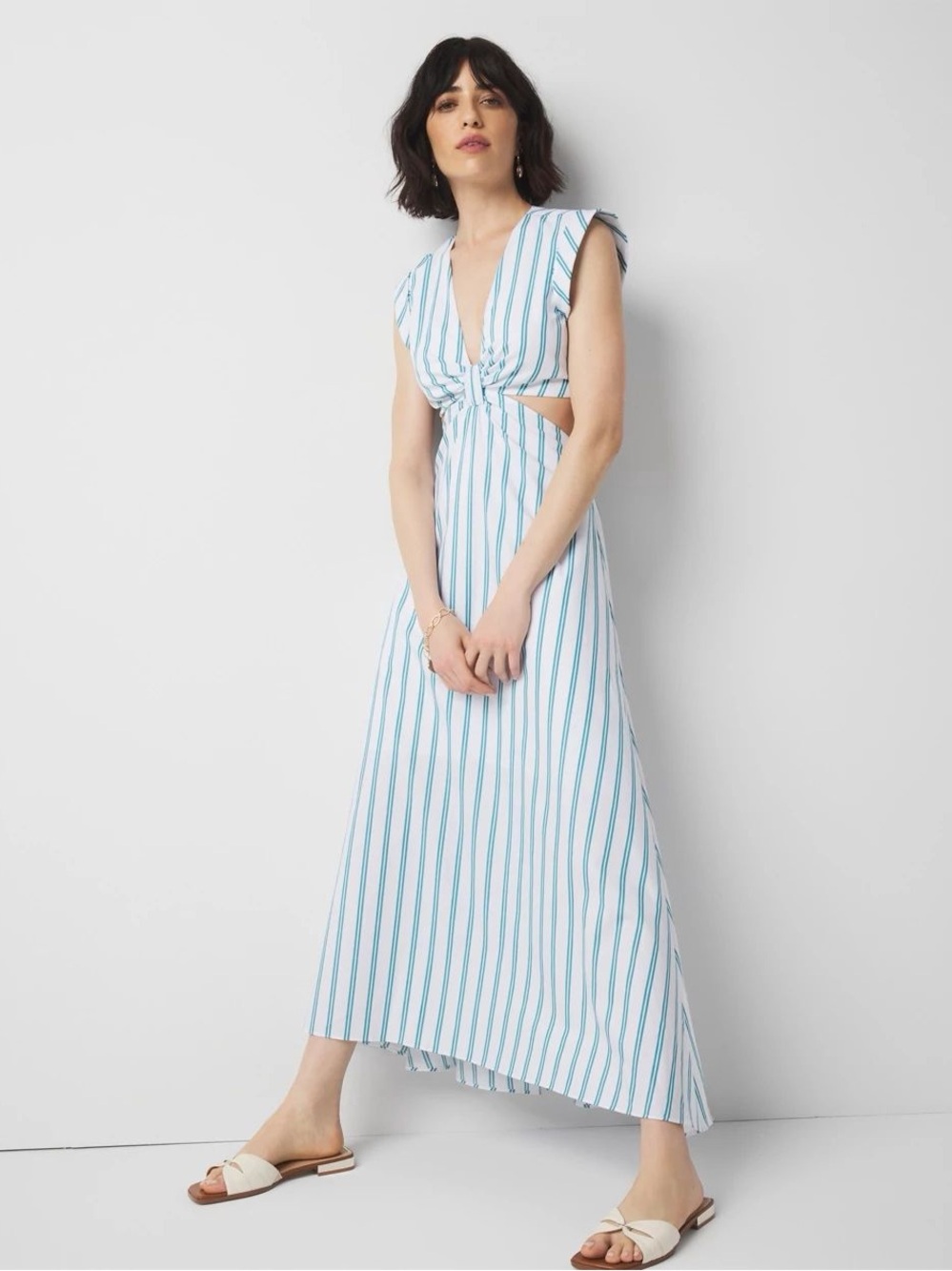 White House Black Market Striped Cotton Midi Dress Sz. 18 NWT